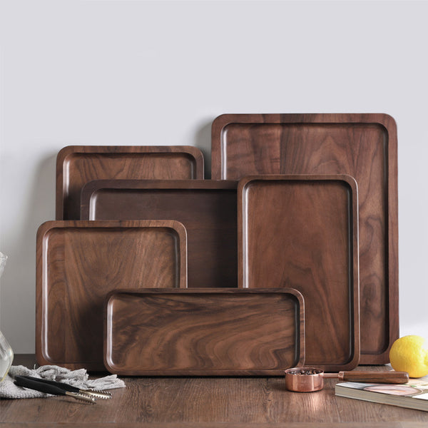 Walnut rectangular tea tray dessert


