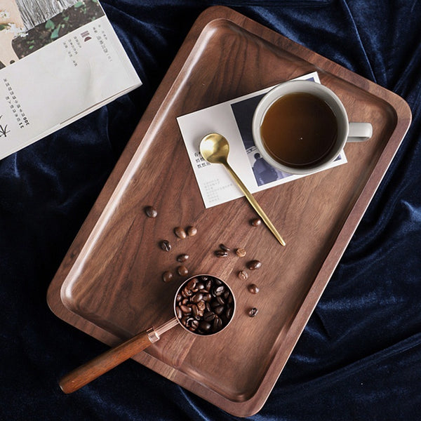 Walnut rectangular tea tray dessert