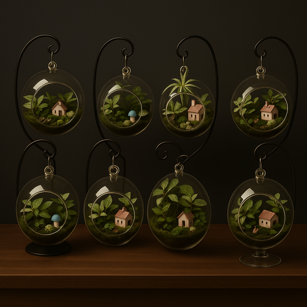 Hanging transparent glass vase container