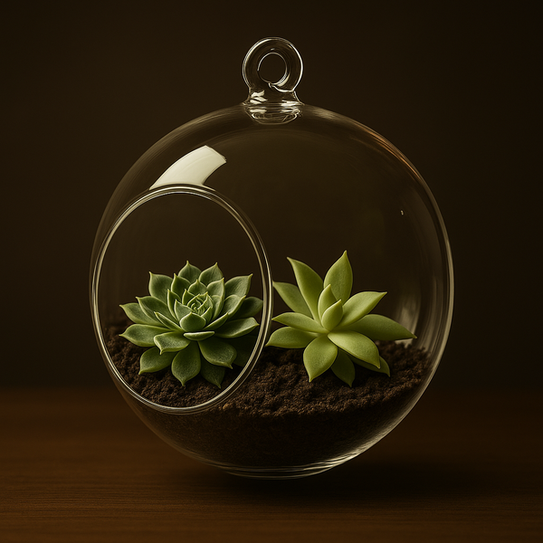 Hanging transparent glass vase container